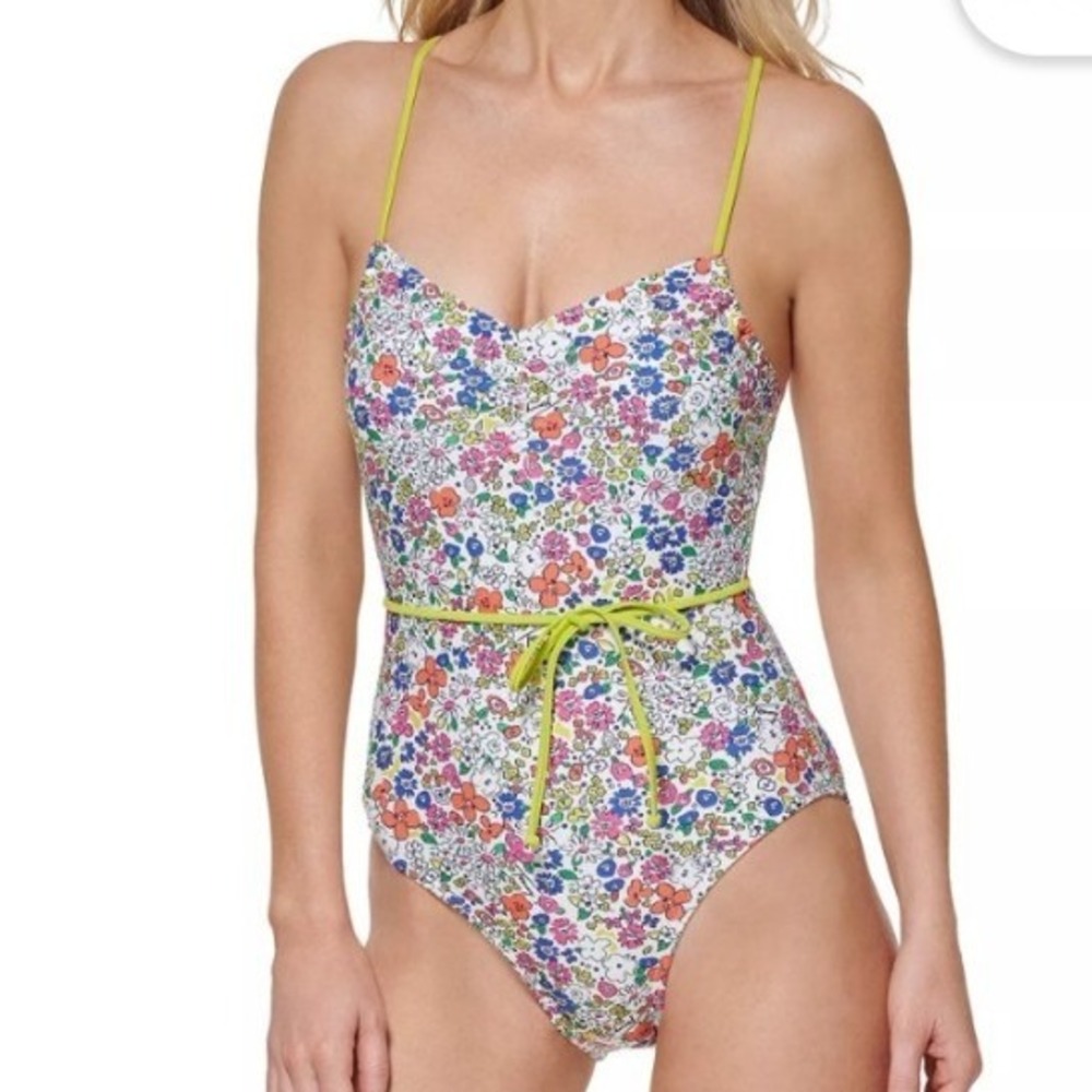 Tommy Hilfiger Women's Penelope Floral One Piece Belted SwimSuit NWT - Size 18 - Picture 2 of 8